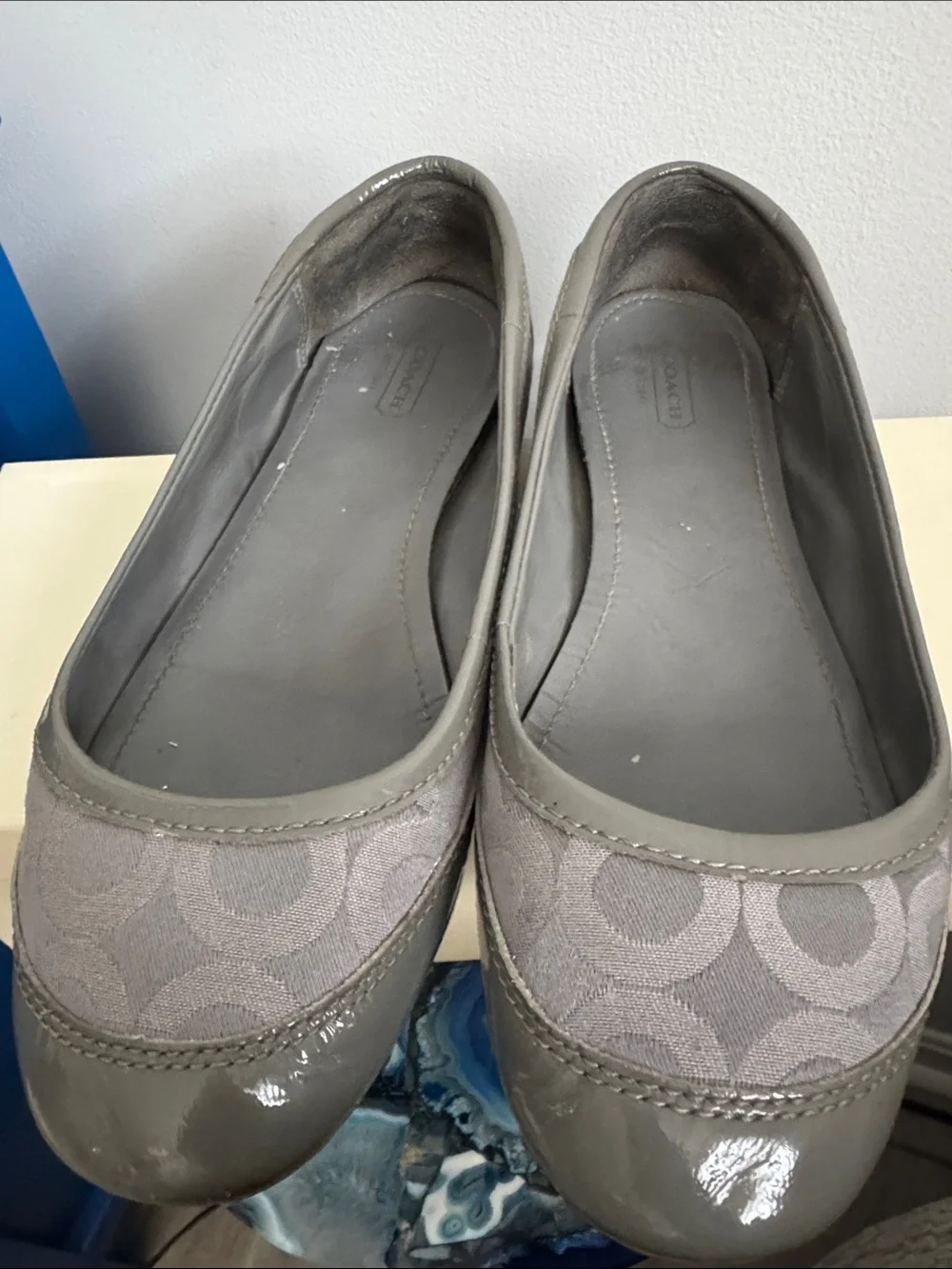 Coach Gray Signature Pattern Ballet Flats
